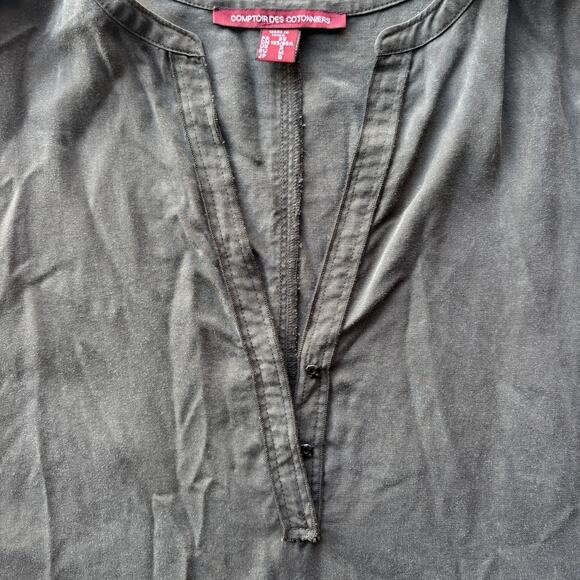 Comptoir Des Cotonniers Shift Dress Women's Small Green 3/4 Sleeve Split Collar - Picture 6 of 12